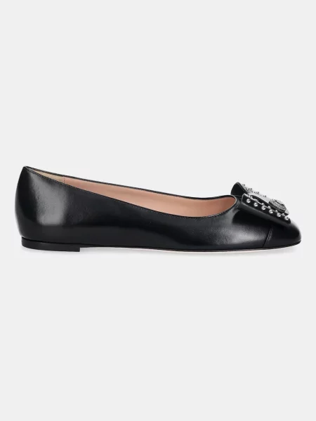 Bally baleriny skórzane B-BOW-STUDS czarny