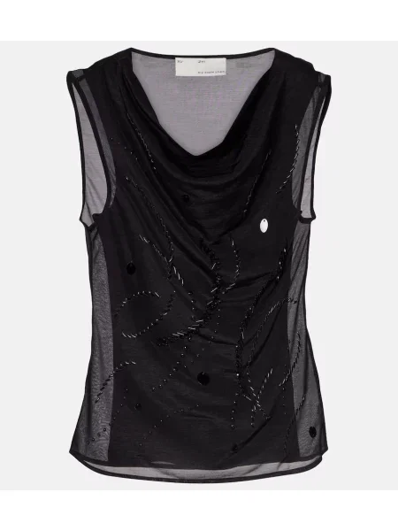 Top Xu Zhi z siateczką z koralikami czarny