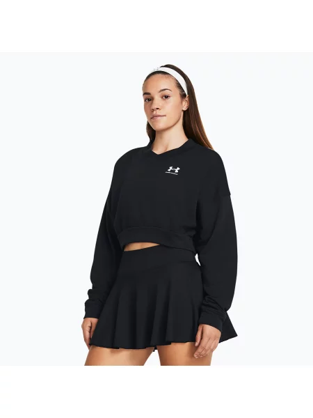 Sportovní mikina Under Armour Rival Terry Os Crop Crew black/white bílá