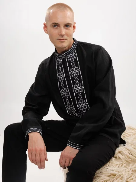 Рубашка Embroidered Gem с вышивкой черная