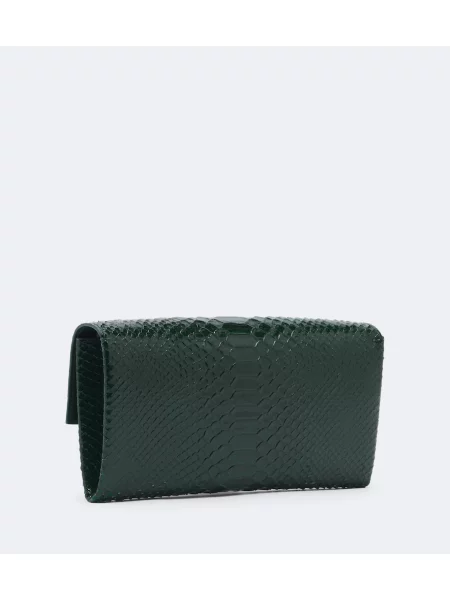 Geantă plic Tom Ford din piele cu model piele de șarpe verde