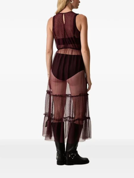 Rochie midi Allsaints cu volane roșu