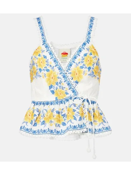 Top Farm Rio cu model floral din dantelă alb