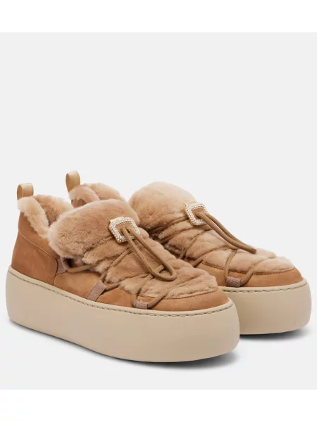 Sneakerși Roger Vivier din piele de căprioară bej