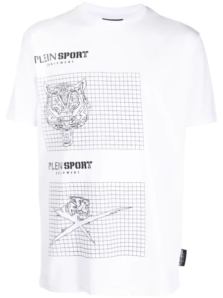 Tricou Plein Sport cu imagine scurt alb