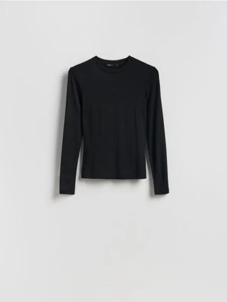 Reserved Longsleeve z włókna bambusowego czarny