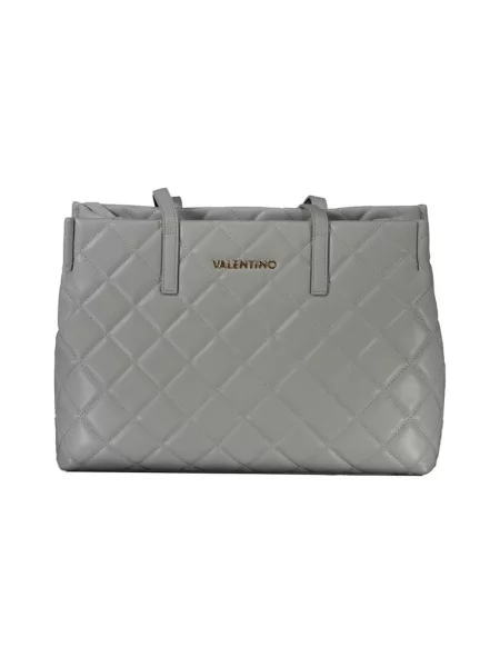 Lniana shopperka Valentino By Mario Valentino szara