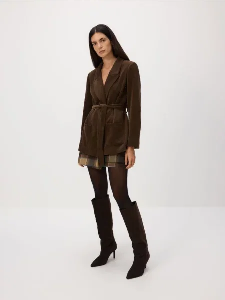 Reserved Вельветовий піджак із темно коричневий