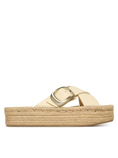 Calvin Klein Espadrile Flatf Espadrill Cross Lth Hdw Écru