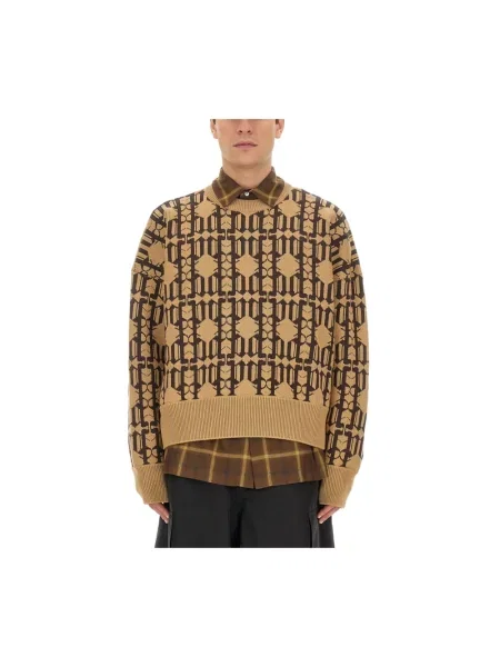 Dzianinowy sweter Palm Angels beżowy