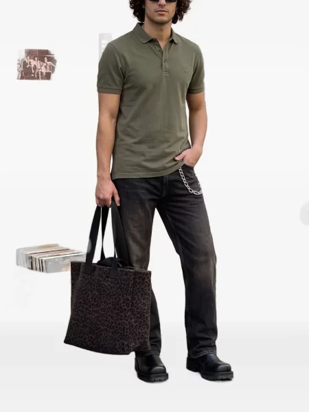 Scurt tricou polo Allsaints cu autograf verde