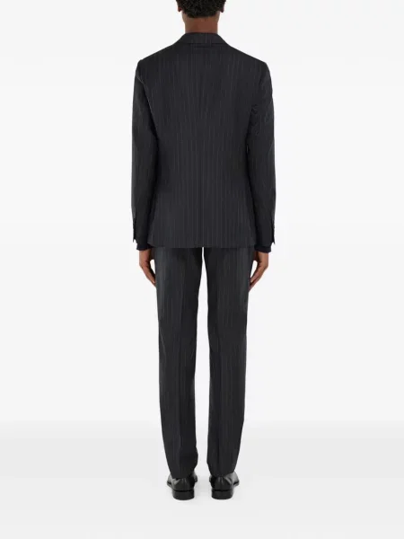 Vlněný oblekový proužkovaný oblek Ferragamo šedý