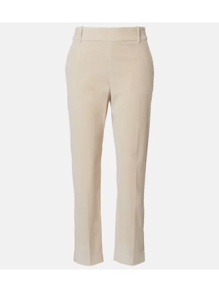Pantaloni Eleventy de catifea cord alb