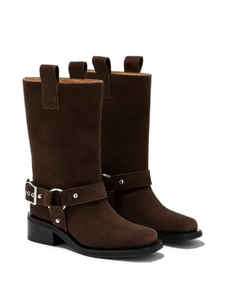 Botine Ganni din piele de căprioară maro
