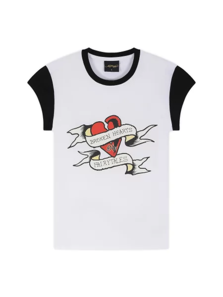 Ed Hardy Tricou Broken Hearts galben deschis / roșu / negru alb