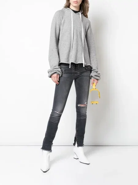 Liesas skinny fit džinsai Unravel Project su nubrozdinimais juoda