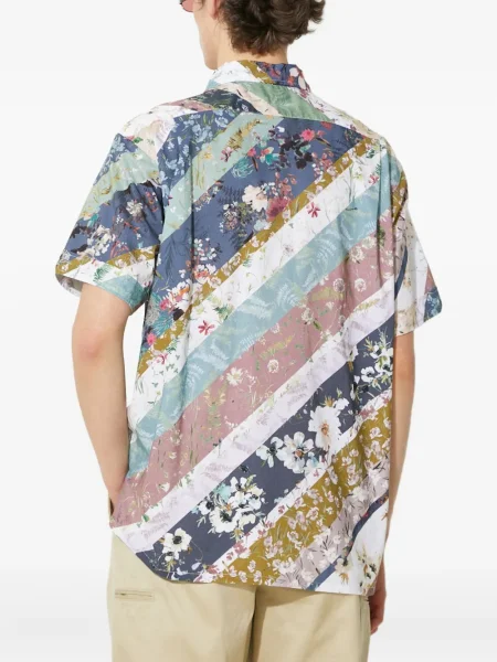 Cămașă Engineered Garments cu model floral scurtă verde