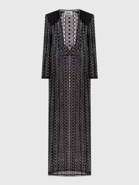 Подовжений кардиган Nilere з шовком з мережива Charo Ruiz чорний