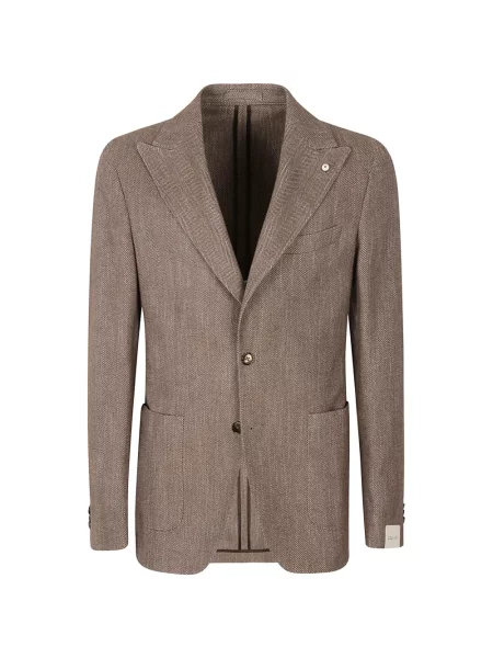 Geacă L.b.m. cu model herringbone cu rever maro