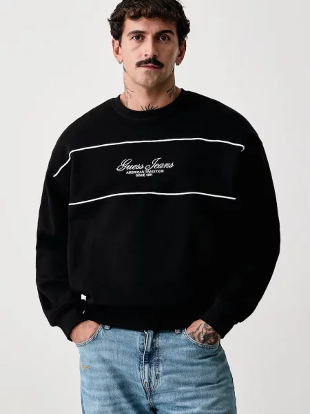 Guess Jeans hanorac pentru bărbați cu negru