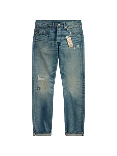 Blugi Ralph Lauren Rrl zdrențuiți albastru