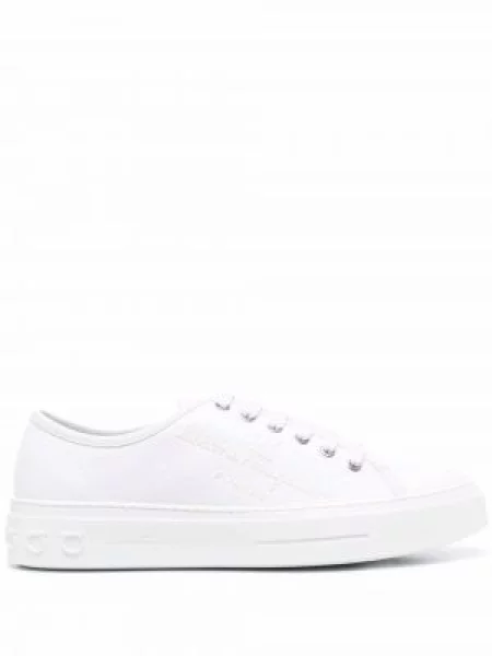 Sneakerși Salvatore Ferragamo cu șireturi din dantelă alb