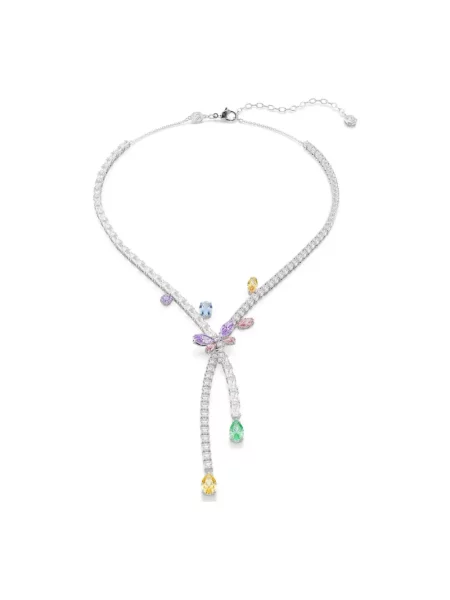 Lniany naszyjnik Swarovski szary