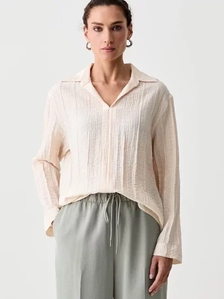 Calvin Klein bluză pentru femei cu vâscoză bej