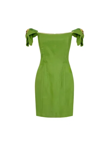 Lniana sukienka mini Elisabetta Franchi zielona
