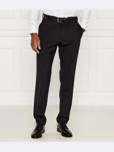BOSS BLACK de lână pantaloni negru
