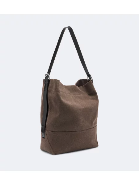 Cu centură geantă shopper Lemaire din canvas maro