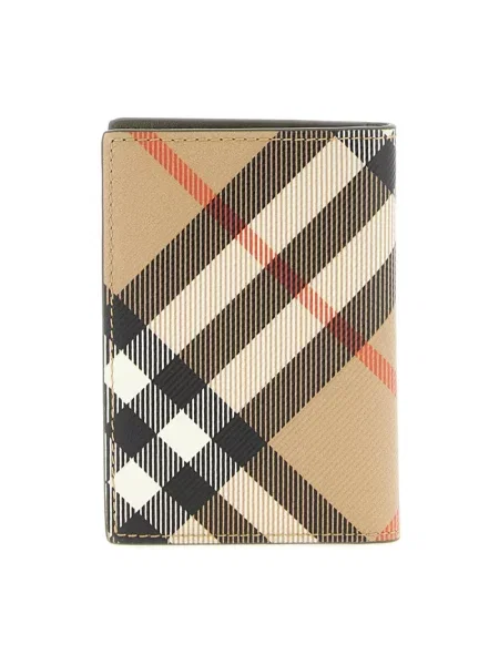 Portfel Burberry w kratę płócienny beżowy