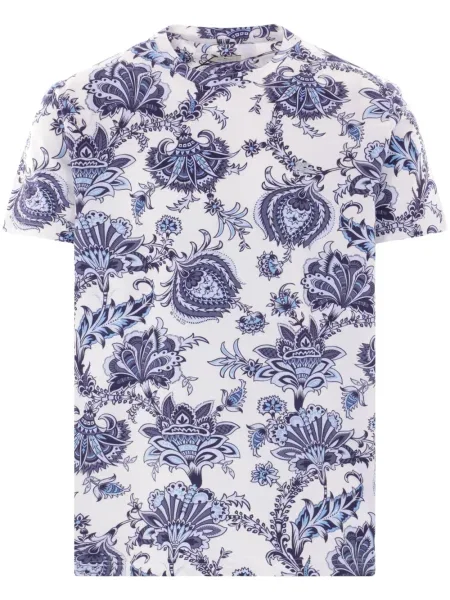 Tricou Etro cu model floral cu imagine alb