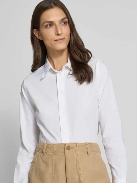 Bluzka koszulowa o kroju regular fit z mieszanki bawełny Polo Ralph Lauren biała