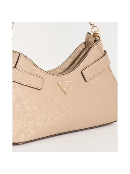 Shopperka Guess skórzana beżowa