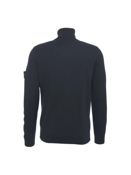 Sweter z golfem Stone Island klasyczny z kamieniami niebieski