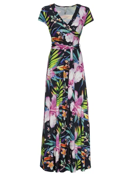 Bonprix Rochie albastru fumuriu / verde deschis / mov liliachiu negru