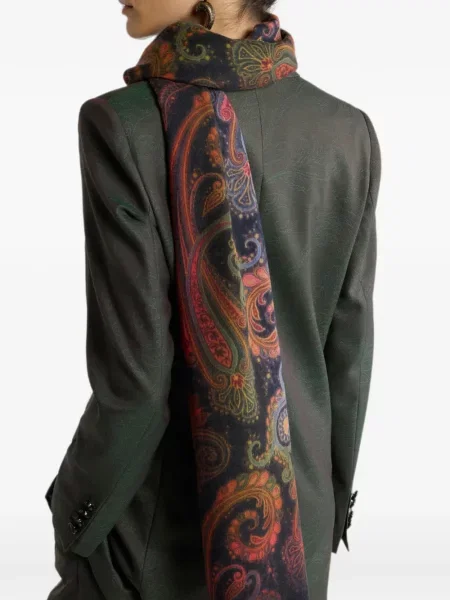 Шал Etro с принт с пейсли десен синьо