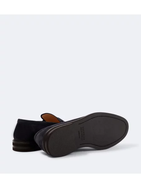 Pantofi loafer Brunello Cucinelli din piele de căprioară albastru