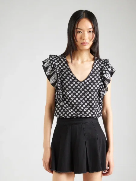 VERO MODA Bluză VMSIMI SAVANNA negru alb