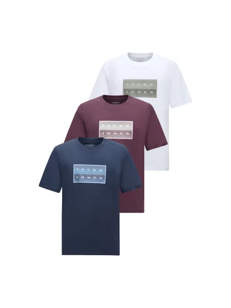 JACK & JONES Tricou JCOFUSION albastru noapte / safir / ciocolatiu alb