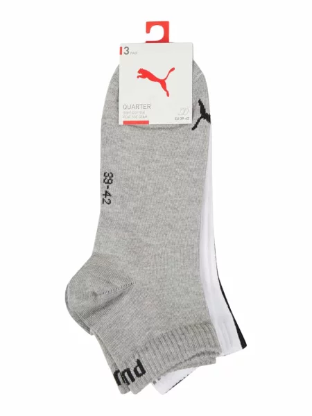 PUMA Skarpety do kostek unisex 3 pary Odzież Szary białe