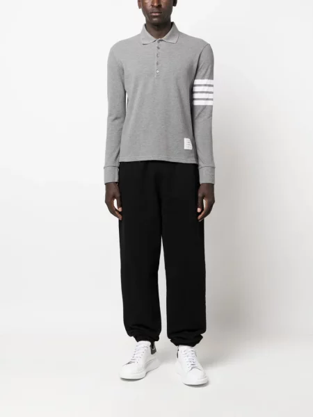 Ριγέ polo Thom Browne με σχέδιο γκρι