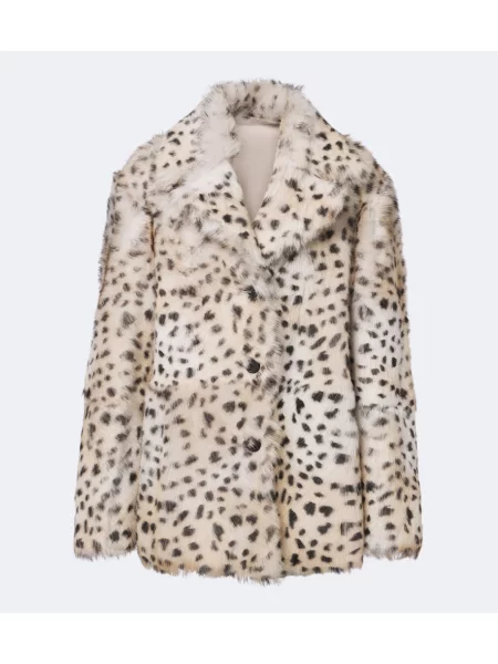 Geacă Arma cu imagine cu model leopard din piele de oaie alb