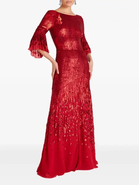 Rochie maxi Temperley London cu paiete de costum roșu