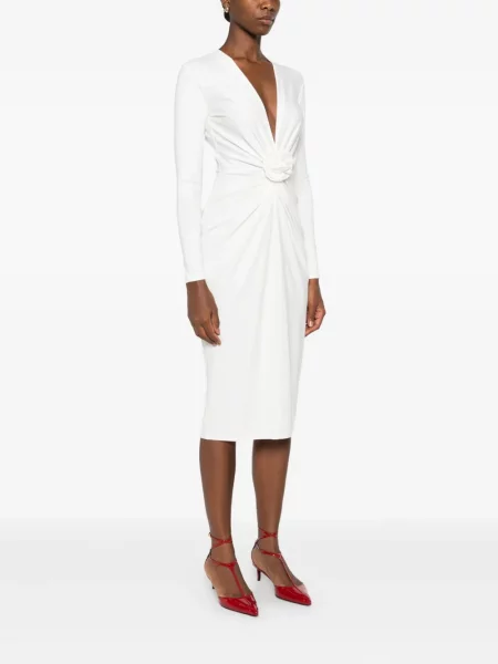 Rochie midi Roserry până la genunchi de costum alb