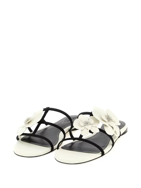 Papuci Zimmermann din piele cu model floral alb