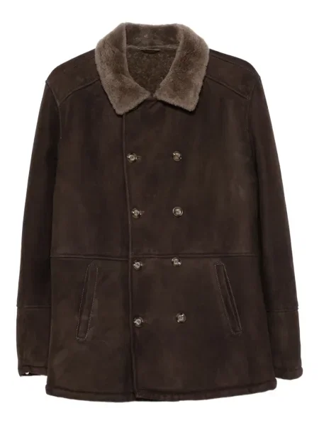 Dvouřadá s límcem bunda Barba hnědá