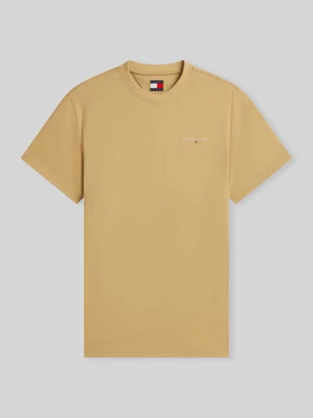 T-shirt o kroju slim fit z czystej bawełny Tommy Jeans beżowa