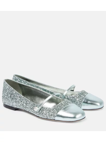 Usnjene balerinke Jimmy Choo zelena